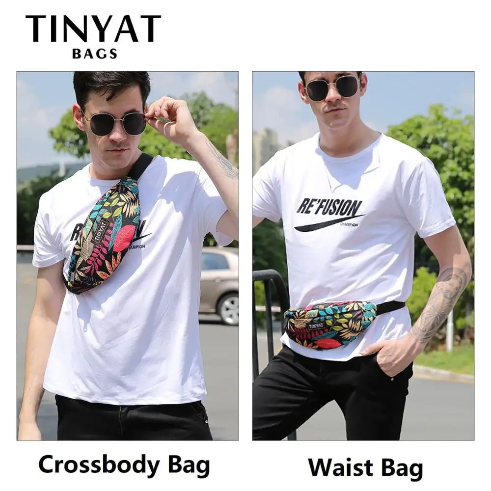 Eco-Friendly Print Leaf Travel Waist Bag - Unisex Fashionable Shoulder and Fanny Pack