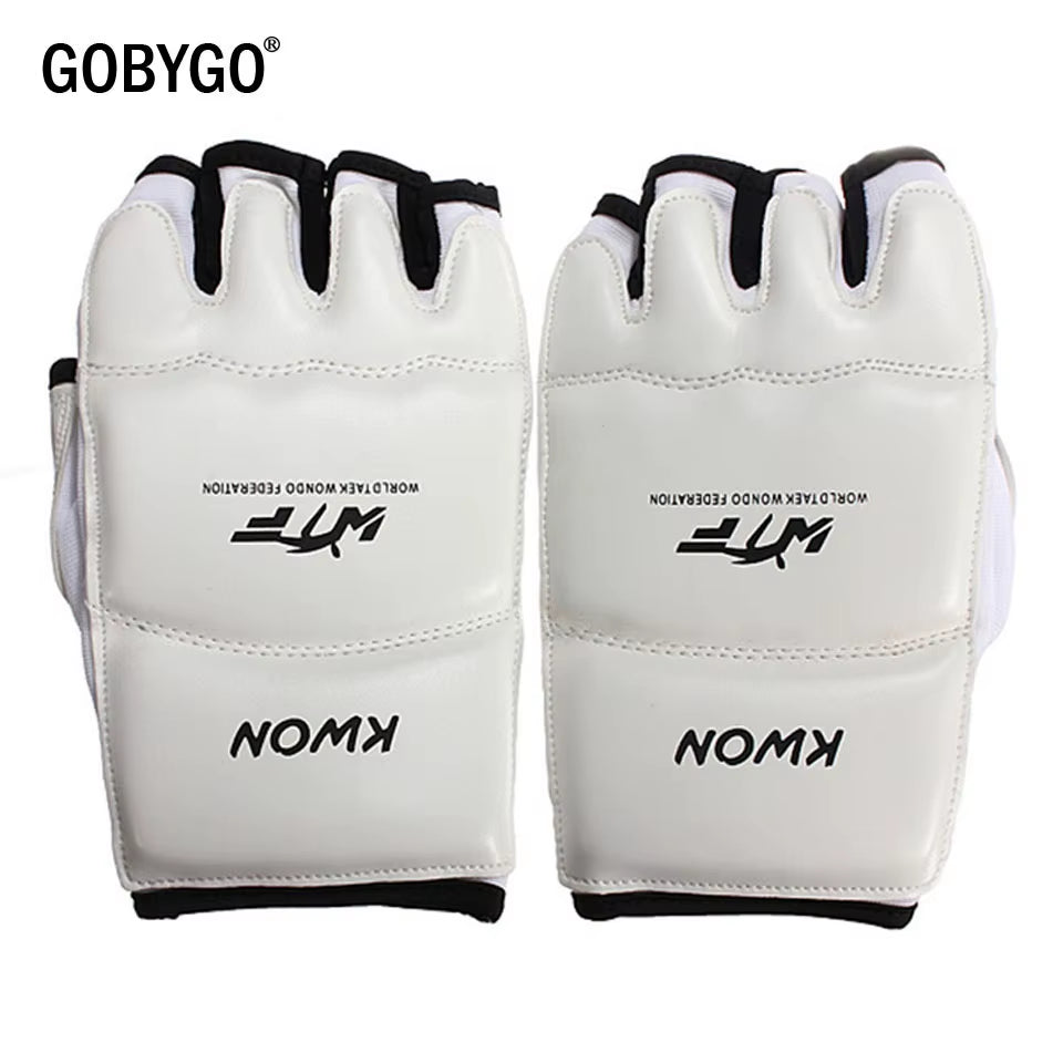 GOBYGO Half Finger PU Leather Boxing Gloves for MMA, Kickboxing, Karate, and Muay Thai Training - Suitable for Kids and Adults