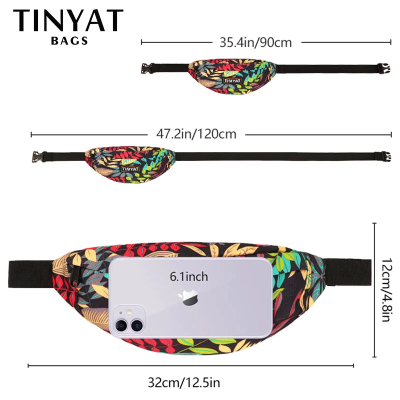 Eco-Friendly Print Leaf Travel Waist Bag - Unisex Fashionable Shoulder and Fanny Pack