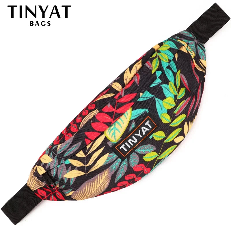 Eco-Friendly Print Leaf Travel Waist Bag - Unisex Fashionable Shoulder and Fanny Pack