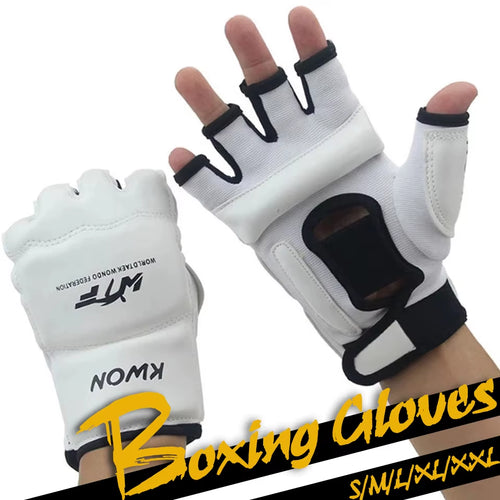 GOBYGO Half Finger PU Leather Boxing Gloves for MMA, Kickboxing, Karate, and Muay Thai Training - Suitable for Kids and Adults