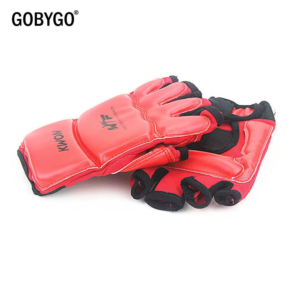 GOBYGO Half Finger PU Leather Boxing Gloves for MMA, Kickboxing, Karate, and Muay Thai Training - Suitable for Kids and Adults