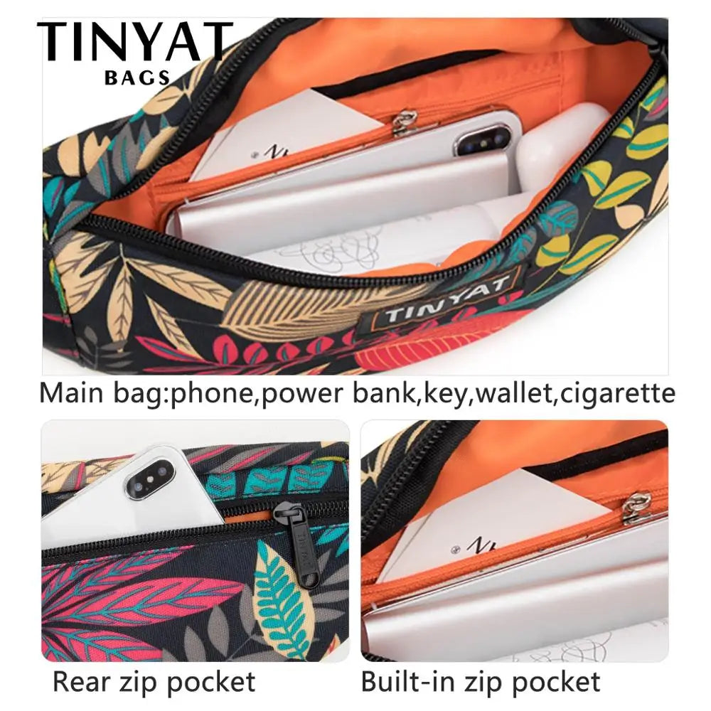Eco-Friendly Print Leaf Travel Waist Bag - Unisex Fashionable Shoulder and Fanny Pack