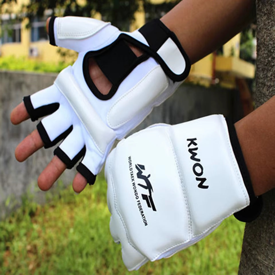 GOBYGO Half Finger PU Leather Boxing Gloves for MMA, Kickboxing, Karate, and Muay Thai Training - Suitable for Kids and Adults