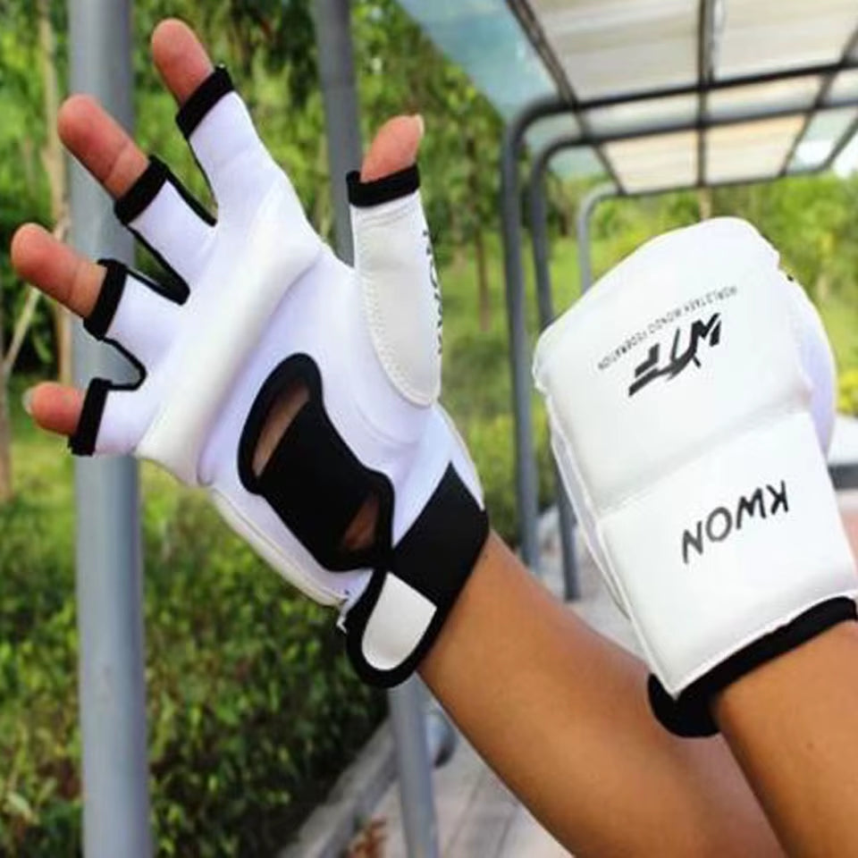 GOBYGO Half Finger PU Leather Boxing Gloves for MMA, Kickboxing, Karate, and Muay Thai Training - Suitable for Kids and Adults