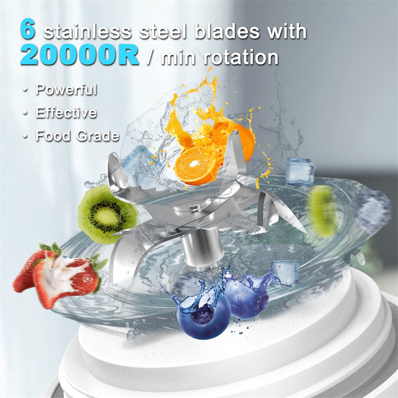 Portable Personal Blender for Shakes and Smoothies with 6-Blade Design