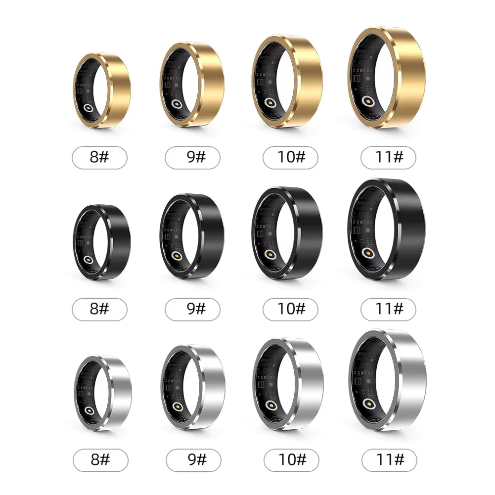 Smart Waterproof Health Monitoring Ring with Blood Oxygen, Heart Rate, and Sleep Tracking for Men and Women