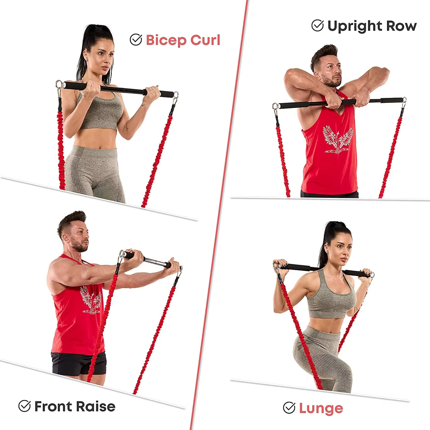 Professional Resistance Bands Set for Pilates and Yoga - Versatile Workout Bar for Home Fitness and Bodybuilding