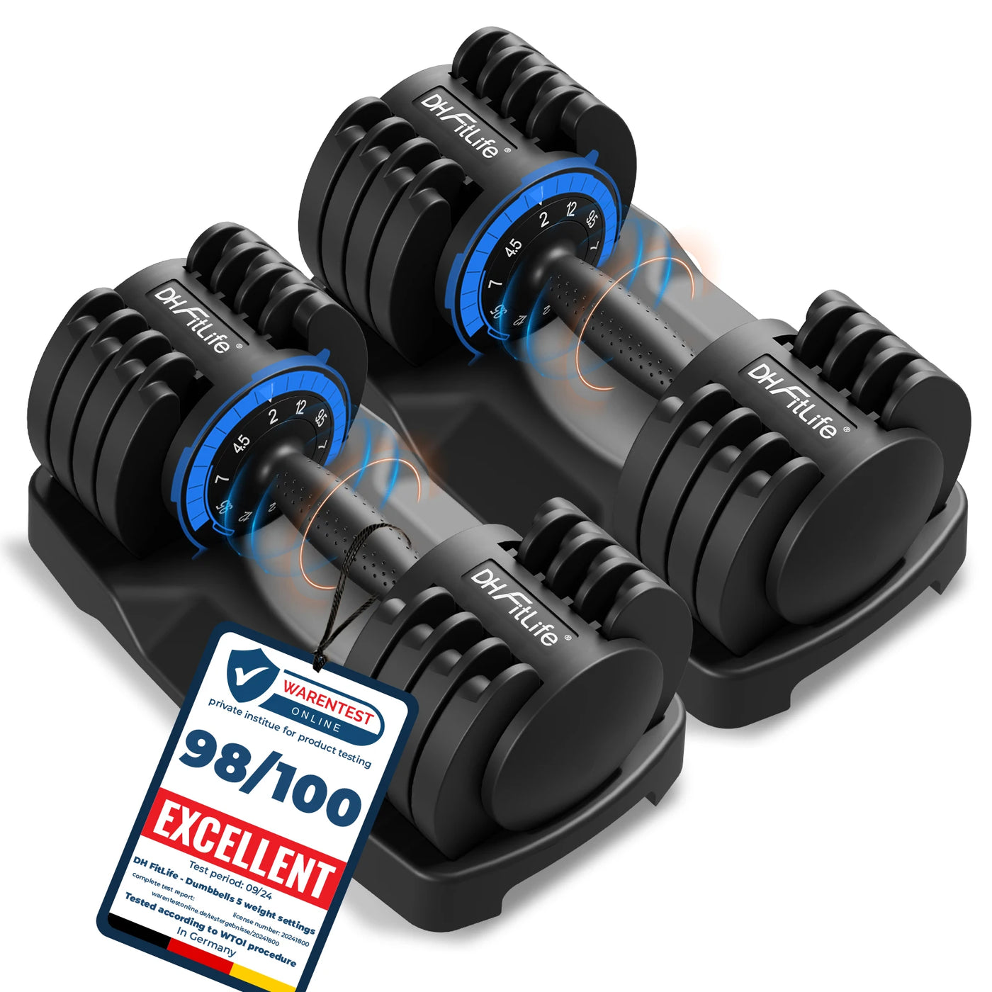 Adjustable Dumbbell Set: 2 to 12 KG with 5 Weight Levels and Weight Discs - Versatile 5-in-1 Short Dumbbells (Set of 2)