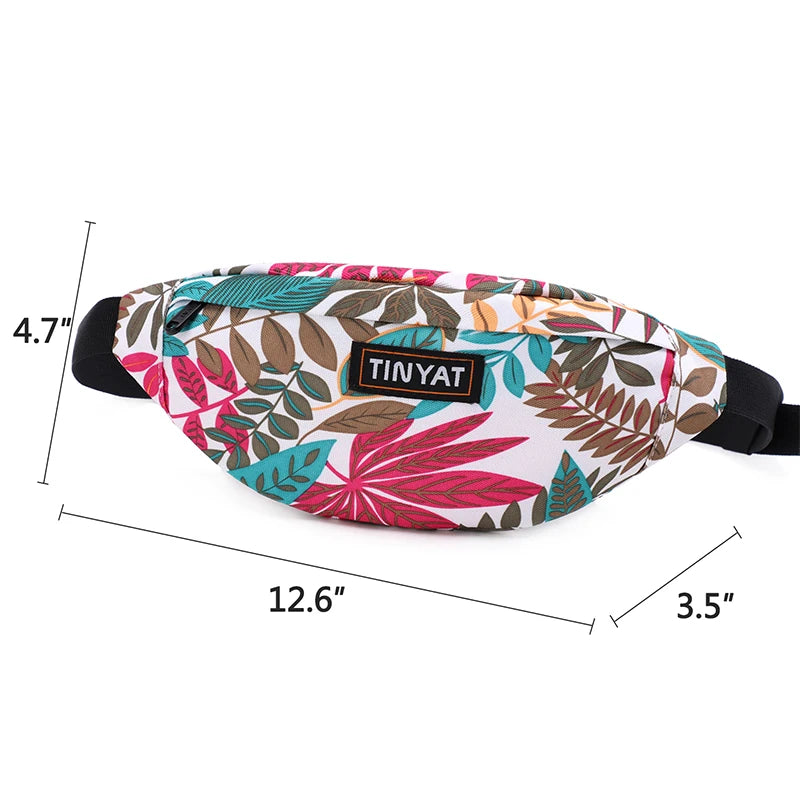 Eco-Friendly Print Leaf Travel Waist Bag - Unisex Fashionable Shoulder and Fanny Pack