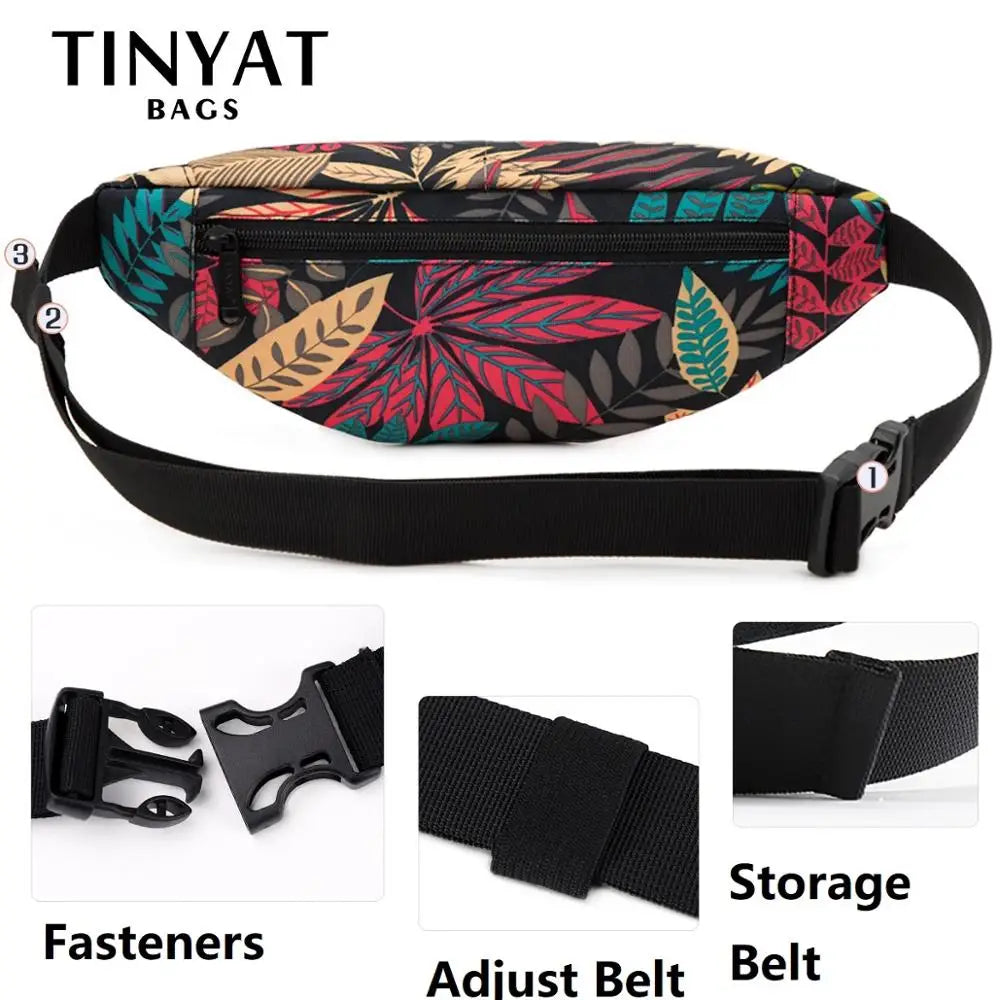Eco-Friendly Print Leaf Travel Waist Bag - Unisex Fashionable Shoulder and Fanny Pack