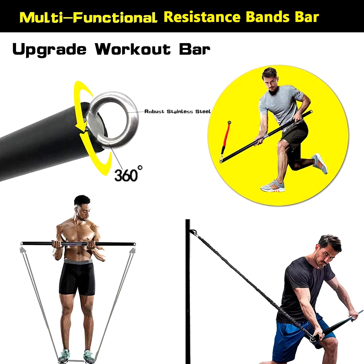 Professional Resistance Bands Set for Pilates and Yoga - Versatile Workout Bar for Home Fitness and Bodybuilding