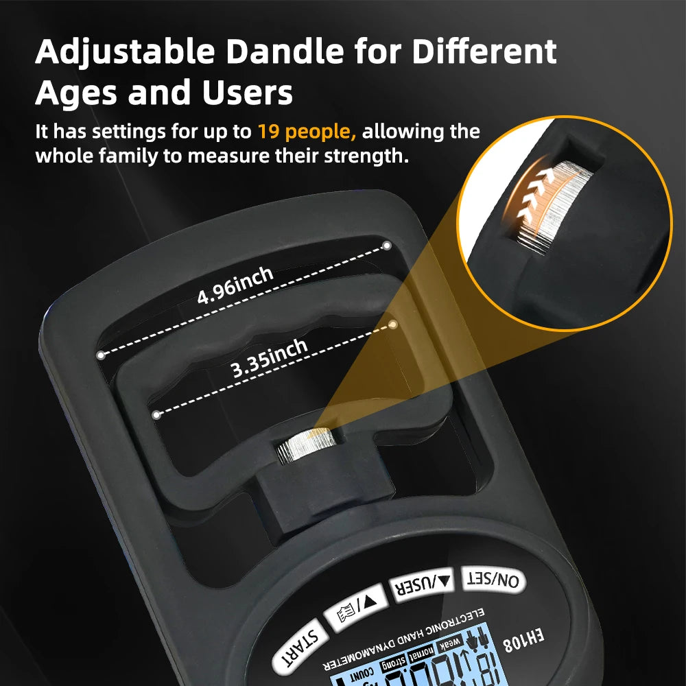 Digital Grip Strength Tester - 265 lbs (120 kg) Hand Dynamometer with USB Connectivity and LCD Display for Strength Training and Athletic Performance