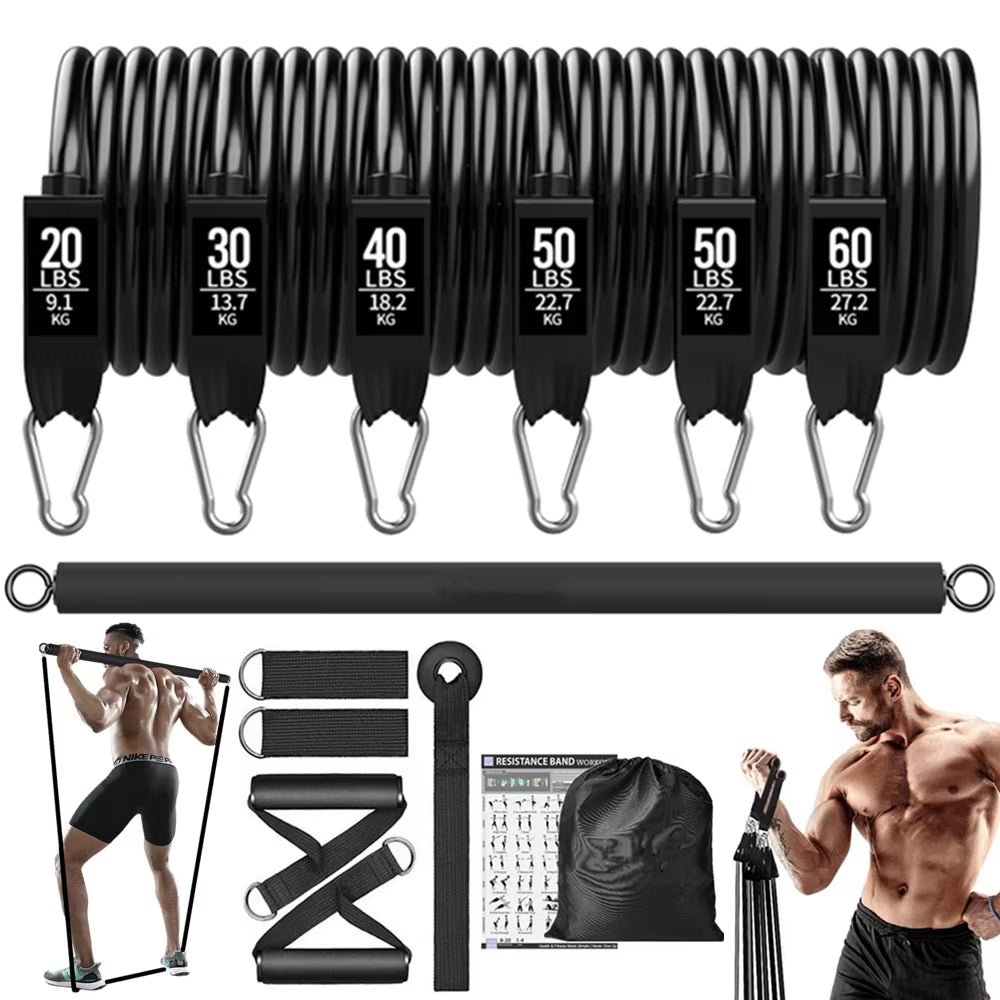 Professional Resistance Bands Set for Pilates and Yoga - Versatile Workout Bar for Home Fitness and Bodybuilding