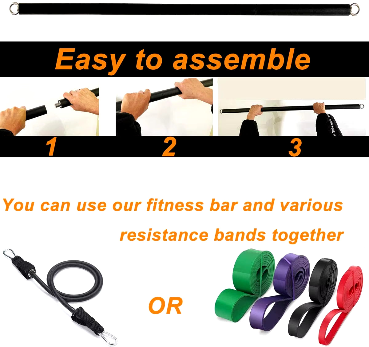 Professional Resistance Bands Set for Pilates and Yoga - Versatile Workout Bar for Home Fitness and Bodybuilding